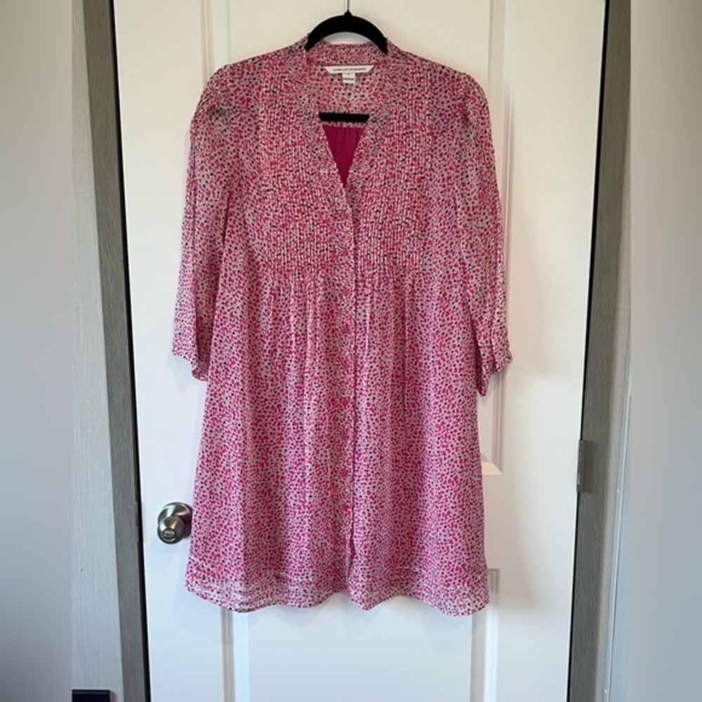 Diane von Furstenberg Layla Pink Floral Silk Dress Sea Daisy Size 0 Babydoll